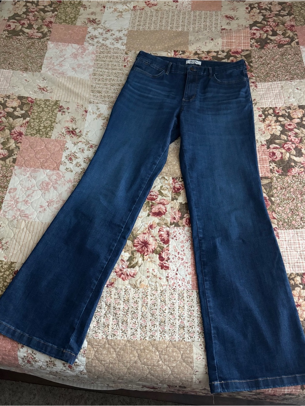 Wrangler High Rise Bootcut Dark Blue Jeans - Picture 2 of 5